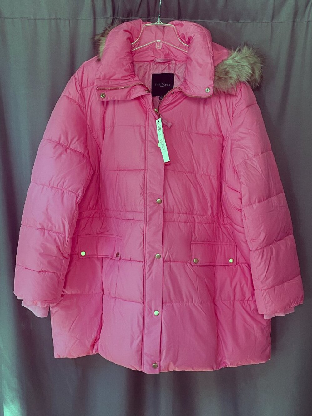 NWT Talbots Pink Down Alternative Hooded Puffer Coat Jacket Plus 3X $219